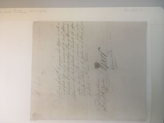 Smith College: Rupert, Prince, Count Palatine, 1619-1682. [Document],1666 May 24 to Capt. Kempthorne (1666) (MiscMS 10)